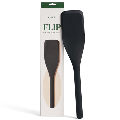 Image of Ember Cookware Silicone Flip Spatula 34 cm | 230C Heat Resistant | Wide, Versatile Spatula for Dosa, Pancakes & Cutlets | Platinum Grade Silicone | Non Scratch Seamless Unibody Design | Black