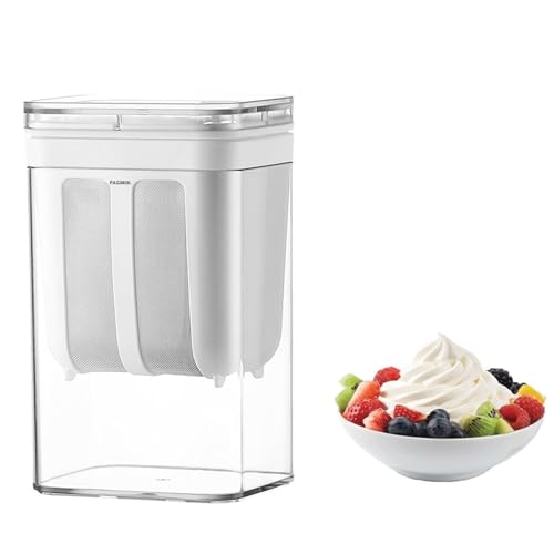 Image of Yogurt Filter Milk Strainer 1100ml Yogurt Strainer with Fine Mesh Bag, Lid and Scale Mark, for Making Thick Greek Yogurt, Soybean Milk, Kefir, Berries, Soup, Fruit Juice, Coffee, Curd, Cheese Maker