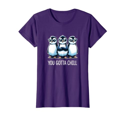 You Gotta Chill - Cool Penguins - T-Shirt, Women, Purple, 3X-Large