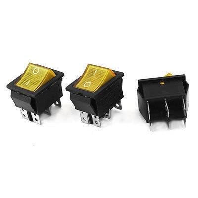 Commutateur de précision DPDT 6 broches 15A 250VAC avec lampe témoin jaune haut rendement
