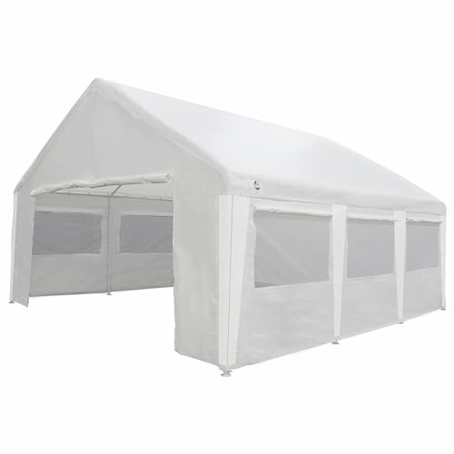 King Canopy 20ft x 20ft Canopy Enclosure Sidewall Kit w/Flaps for Event Tent, 2 Sides w/Screen, 2 Zippered Ends, 50 Ball Bungees, Fits 20ft x 20ft 1in Frames, Frame and Cover not Included, White