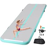 Panana Inflatable Gymnastics Air Tumbling Track Mat 10ft Tumble Mats 4 Inch Thickness Air Roller Gymnastics Barrel Back Handspring Trainer/Yoga/Training/Cheerleading/Water Beach Park, Light Green