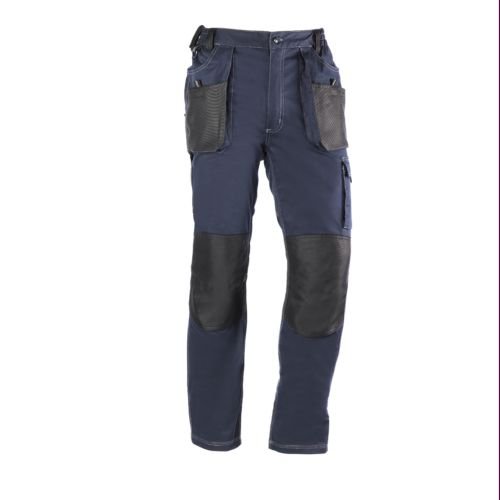 Spodnie Juba Multi-Pocket: 68% bawełny, 30% poliestru i 2% elastanu. 260 g/m². Granatowe z czarnymi detalami. Rozmiar: 3XL.