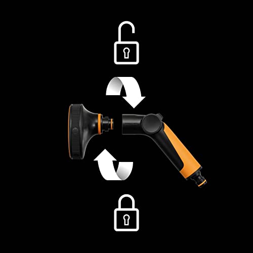 Fiskars Bewässerungsset, 2-teilig, Sprühpistole Multi, 5 Funktionen, Universalgröße, Schlauchanschluss STOP, Universalgröße, Durchmesser 13-15 mm (1/2 - 5/8), SoftGrip, Schwarz/Orange/Blau, 1065492