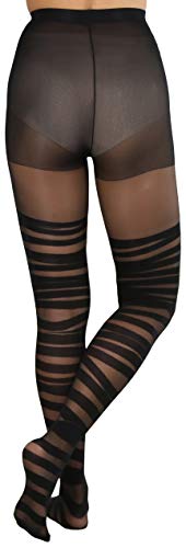 Image of ToBeInStyle Women's Strappy Zig Zag Lace Up Bandage Print Fashion Goth Tights
