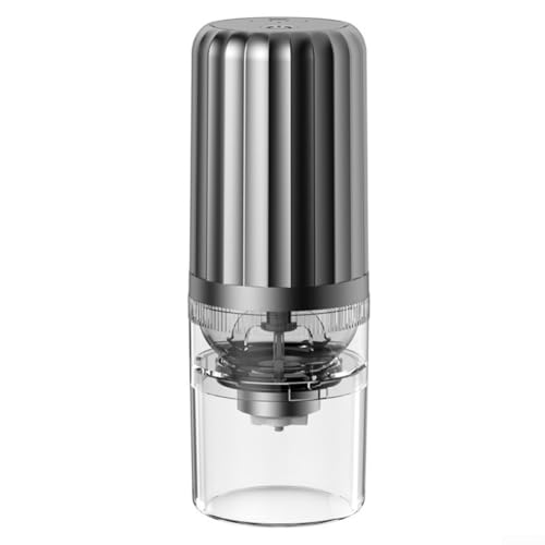 HomeVortex Molinillo de café eléctrico portátil recargable por USB, molinillo de café inalámbrico, para frijoles, especias, nueces, viaje compacto, control de un botón, negro (gris)