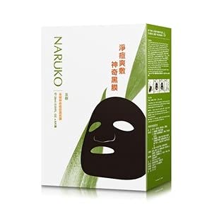 Naruko Tea Tree Shine Control and Blemishe Clear Charcoal Sheet Mask with Salicylic Acid, Witch Hazel, Saw palmetto, Tea Tree oil, Hyaluronic Acid for Acne prone skin, soothing, deep pore cleaning