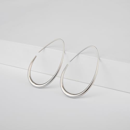 image for gelanmeng Lightweight Teardrop Hoop Earrings for Women - 14k Gold/Whit