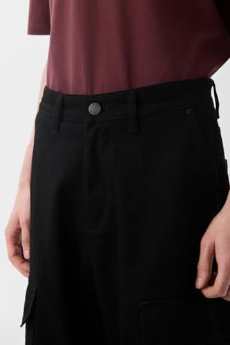 Image of SNITCH Men Cargo Pants | Loose Fit Mid Rise with Adjustable Drawstring Hem & Utility Pockets | 100% Cotton Twill Fabric for Casual & Streetwear Styling