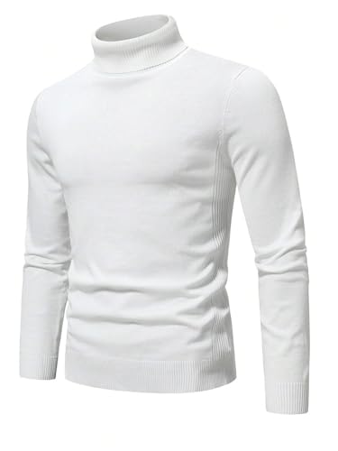 Men's Pullover Sweater Casual Plain High Neck Rib-Knit Turtleneck Sweaters3