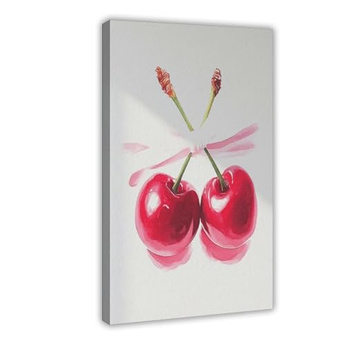 Poster cerises sur toile cadeau ideal de decoration interieure
