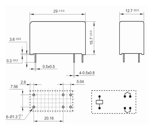 Relais JQX-115F 012-2HS4A à 6 broches isolation stable pour circuits - 6