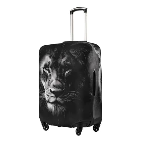African Lion Black And White Elastic Travel Luggage Cover, Washable Spandex Suitcase Protector, Anti-Scratch Fits 18-32 Inch2