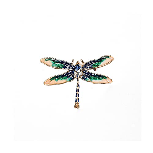Owl Hummingbird Butterfly Dragonfly Peacock Frog Bee Zoo World Kingdom Crystal Brooch Pin for Women Girls Overcoat Sweater Decoration Jewelry-E Dragonfly