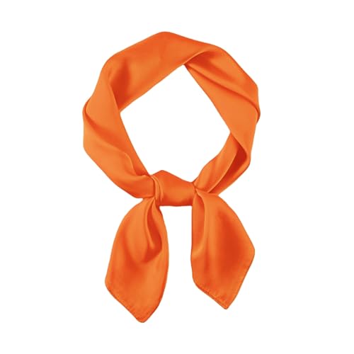 Bwerfuet Women Satin Scarf Chiffon Satin Hair Bandanas Square Stain Scarf Vintage Head Scarves for Women 27.5 27.5inch (Orange)