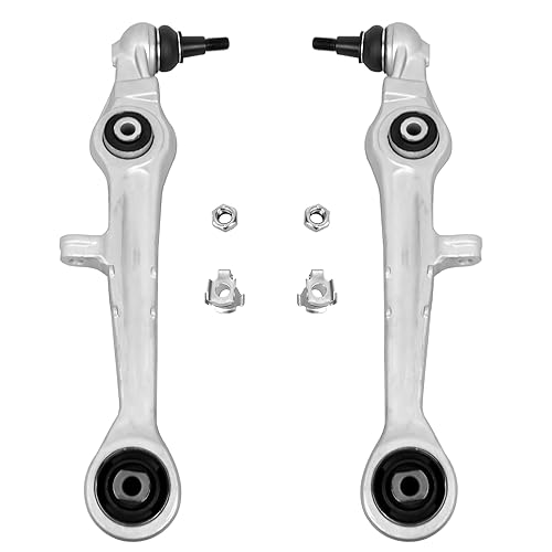 Image of Detroit Axle - Front Upper Lower Control Arms Kit for Audi A8 A6 Quattro S8 S4 Volkswagen Passat, Upper Rearward and Lower Forward & Rearward Control Arms with Ball Joint Assembly