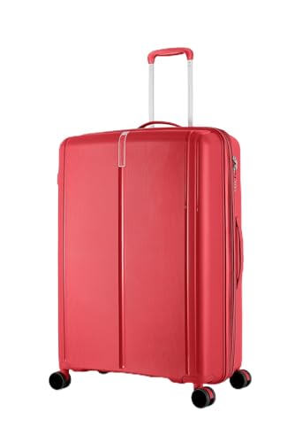 METZELDER Valise Rigide Victoria Coque Incassable 100% Polypropylène, Serrure TSA, avec Souflet Extension Garantie 2 Ans (Rouge (Red), L (Large) - 113L-...