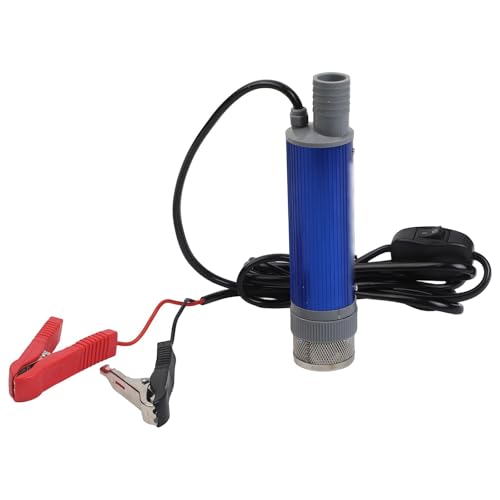 Gettimore Bomba de transferencia de agua diésel portátil, 12 V/24 V, acero inoxidable sumergible, 38 mm de diámetro, flujo de 30 l/min para camping y pesca, 12 V