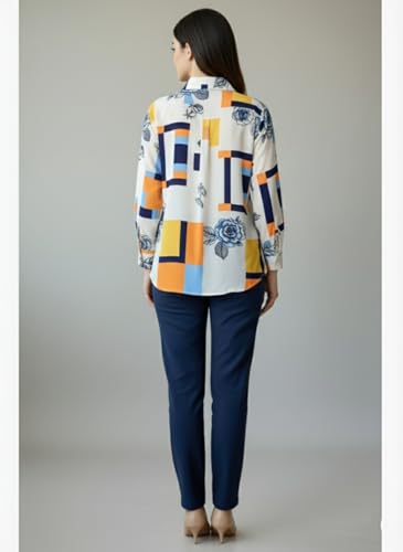 Image of Trendy Queen Women's Printed Straight Mandarin Neck Shirt for Women's | Tops for Woman Shirts | Shirt for Women Stylish Western (SD778 S)