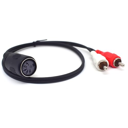 ELNONE 0.5M/1.6FT 5 Pin Din Female to 2 RCA Male Cable,Professional 5-Pin Midi to RCA Audio Cable for Bang & Olufsen, Naim, Quad, Stereo Systems