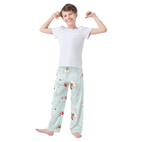 Bow Tie Puppy Boys Pants Boys Athletic Pants Long Pant for Boywith Pockets Wide-Leg Size 6-14Y3