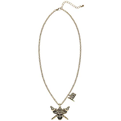 W WIDMANN MILANO Party Fashion 46748 - Halskette mit Piratentotenkopf und gekreuzten Schwertern mit Piratenflagge, Schmuck, Halsband, Pirat, Karneval, Mottoparty – Bild 3