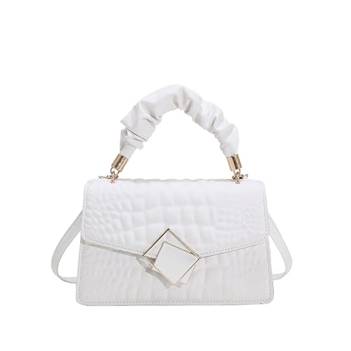 Bolso pequeño con asa superior y detalles metálicos, estilo tote texturizado, para mujer miniatura 1