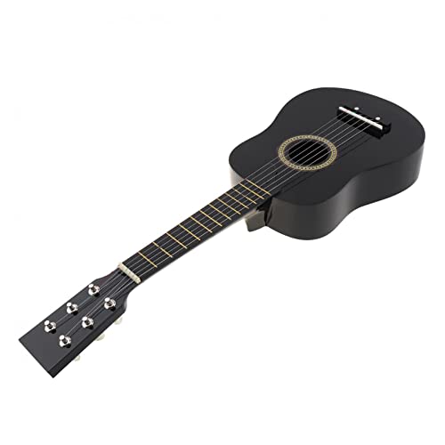 Guitare acoustique en tilleul noir de 25 pouces avec cordes de sélection Mini guitare 6 cordes for débutant en cadeau - Les Beatles, Paul McCartney, John Lennon, RIngo Starr, George Harrison Guitare acoustique en tilleul noir de 25 pouces avec cordes de sélection Mini guitare 6 cordes for débutant en cadeau – Image 4