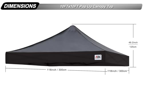 Image of ABCCANOPY Replacement Canopy Top for Pop Up Canopy Tent 10x10 Black
