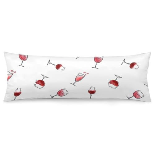 Velumair Red White Wine Body Pillow Cover with Zipper Long Pillow Cases for Body Pillows Rectangle Body Pillow Case for Home Bed Decor 20
