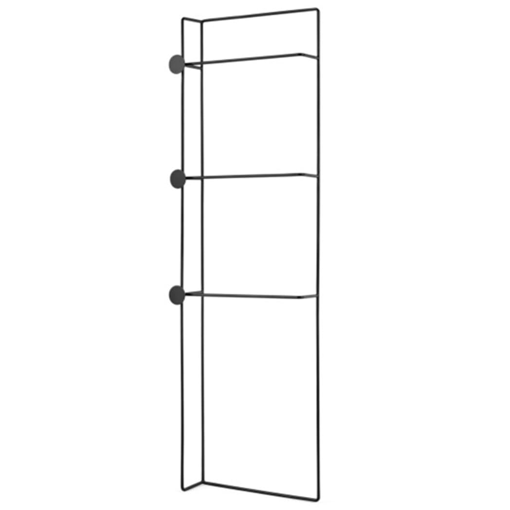 Freestanding Towel Rack Bedroom 3-Tier Blanket Ladder Wall Leaning Rack Metal Towel With 3 Hooks For Bathroom Washcloths Holder Stand(Black)