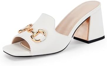 gihubafuil Women's Sandals Peep Toe Slides Chunky Heel Mules Sing...