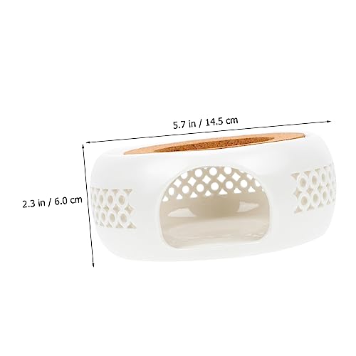 FUNOMOCYA Decorative Teapot Warmer Heating Base for Home Elegant Design with Hollow Pattern Tea Accessory for Keeping Tea Warm Compact and Tea Heater White