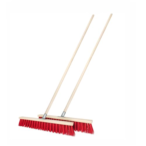 2 Stück Straßenbesen 50 cm mit Stiel 150 cm Holz draußen Gartenbesen Industriebesen Robuster Outdoor Besen mit Stabilen Borsten für Hof Garten und Gehwege (50cm + Stiel 150cm)