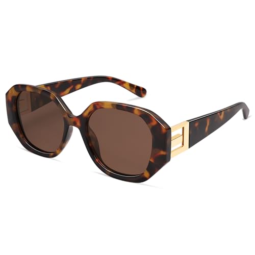 AMOMOMA Oversized Hexagonal Sunglasses for Women, Fashion Womens sunglasess Designer Shades 70s UV400 Polarized AM6646