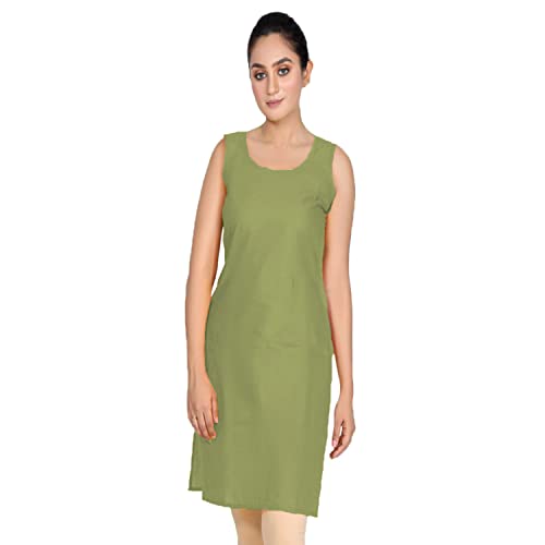 Image of Women's Cotton Long Camisole for Kurti /Suit Slip /Long Inner /Samij for Women Sameej /Knee Length Inner Wear /Sameez /Kurti Slip /Round Neck /Invisible