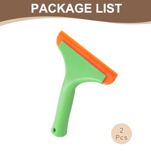Image of HARFINGTON 2pcs Squeegee 6 Inch Length Auto Water Blade Shower Squeegee with Non-Slip Handle for Windshield Window Cleaner Glass Door, Green
