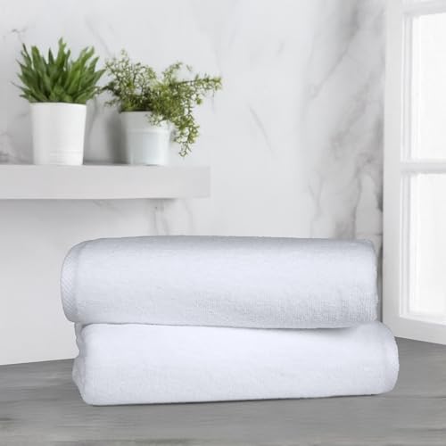 Amazon Basics Badetuch Set für Badezimmer, schnelltrocknendes, saugfähiges Handtuch-Set, 100 % Baumwolle, 2 Badetücher, 70 x 140 cm, 2 Stück, Weiß – Bild 3