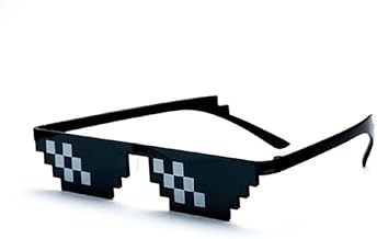 1Pc Thug Life Party Glasses Novelty Shades Unisex Sunglasses Thug Life Meme Goggles Pixelated Eyewear 8-Bit Glasses for Meme Costumes for Adults Teens Cosplay Gamer Outfits Party Props
