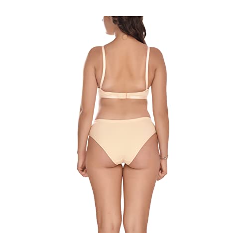 Image of Elina Women's Full Coverage Non Padded with Detachable Strap Cotton Hosiery Bra and Panty Set (Lovia Set)
