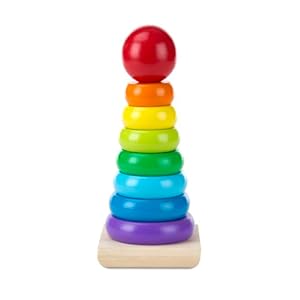 Melissa & Doug Rainbow Stacker Wooden Ring Educational Toy – Wooden Rainbow Stacking Rings Baby Toy, Stacker Toys For Infants And Toddlers