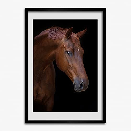 Cadre en bois portrait de cheval Tulup 50x70 cm aux finitions haut de gamme