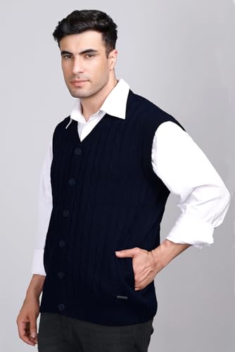 Image of V Neck Cardigans for Men - Woolen Sleeveless Sweater for Man Winter Wear