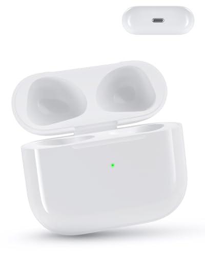 Wireless Charging Case Replacement Compatible with AirPods 3, Qi-Certified for AirPods 3rd Gen Charger Case, Bluetooth Pairing Sync Button, 600 Mah Built-in Battery, No Earbuds