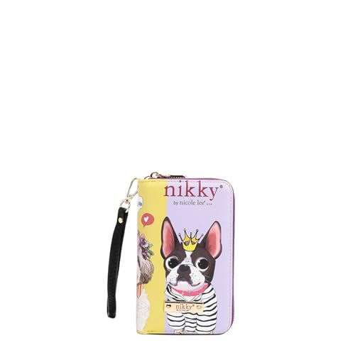 Nicole Lee NIKKY Double Zipper Wallet with Wristlet, Vegan Leather, 6 Card Slots (BEST BUDDIES)