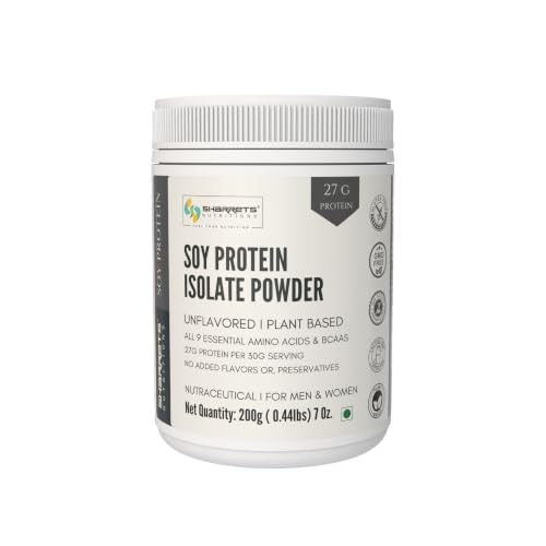 Image of Sharrets Soy Protein Isolate Unflavored Powder 90%, 200g for men and women