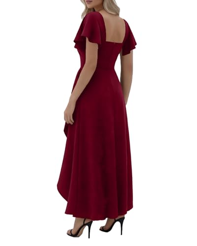 Image of LightlyKiss Women's Square Neck Backless Dress High Slit Wedding Guest Dress Formal Cocktail Party Dress