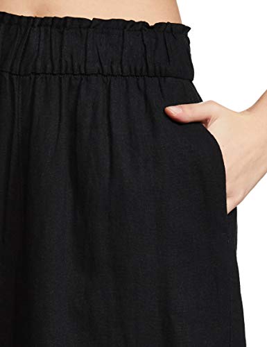 Image of Marks & Spencer Womens Linen Mix Plain Regular Fit Trouser (XS) Black