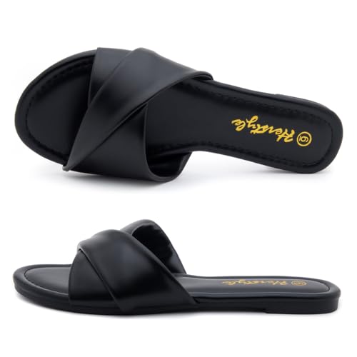 Herstyle Women’s Flat Sandals 2025 – Comfortable Dressy Slide Sandals | Cushioned Slip-On Summer Casual Sandals with Open Toe for Beach, Travel & Everyday Wear2