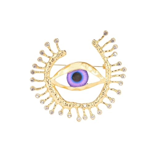 Image of Lucky Charms Women's Evil Eye Crystal Rhinestones Personalized Fashion Large Brooch - Lapel Cat Eye Stone Christmas Jewelry Gift